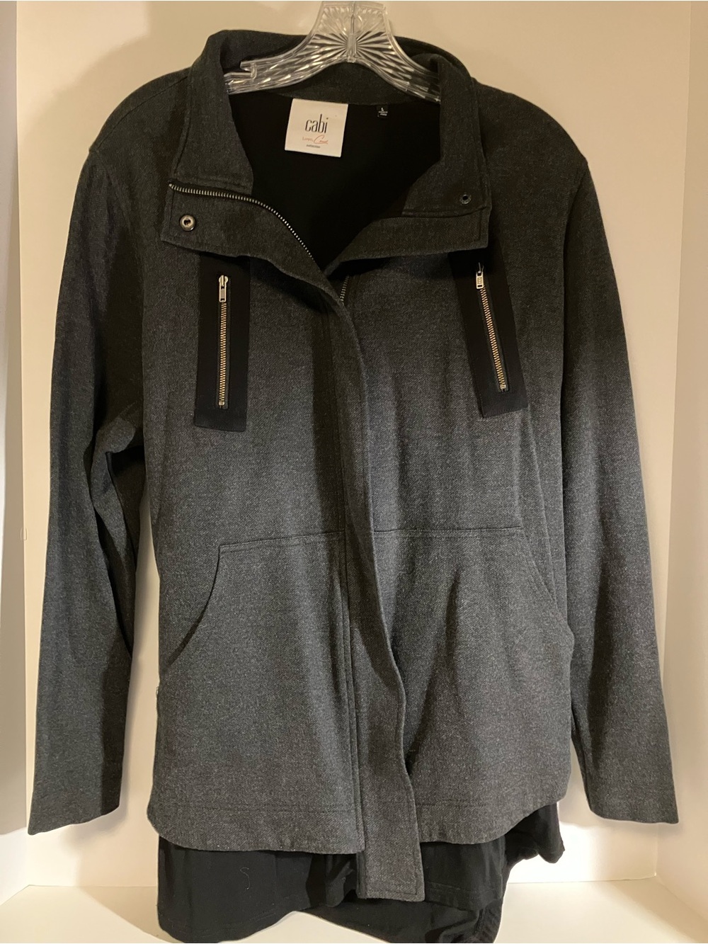CAbi Charcoal Zip-Front Utility Jacket
